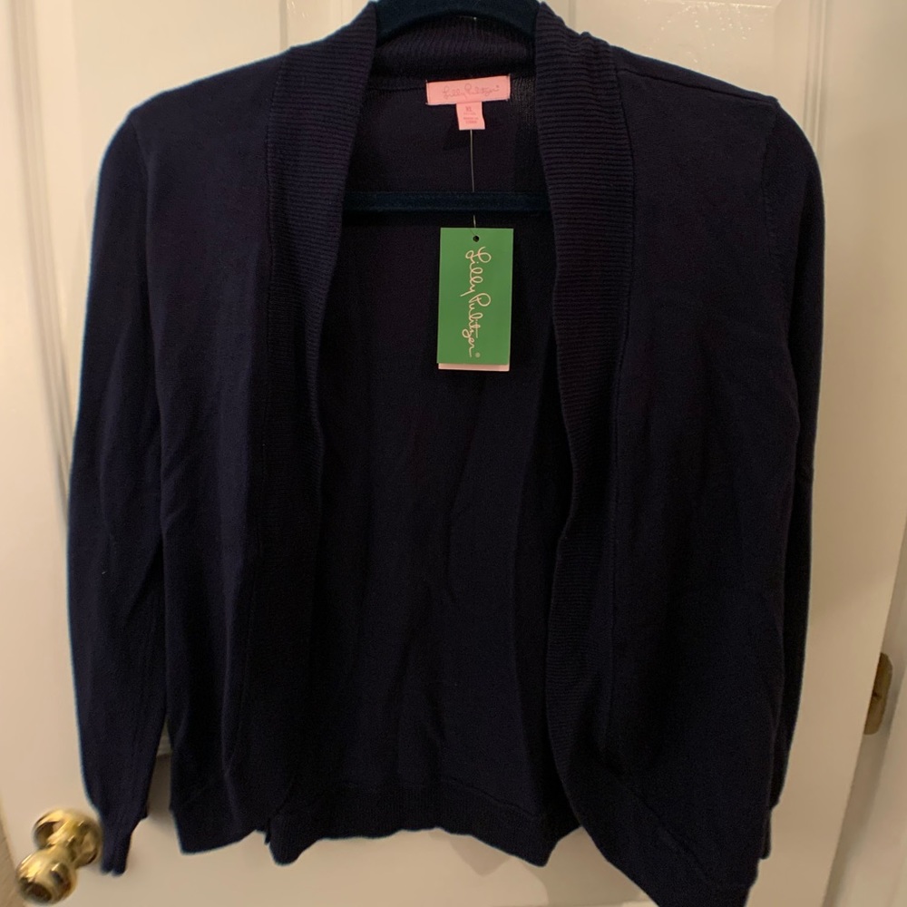 Girls Lily Pulitzer navy cardigan, new with tags, size kids xl (12-14)